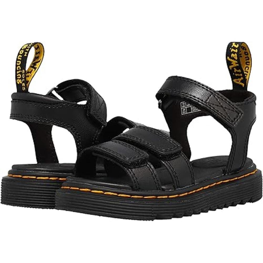 NIB Dr. Martens Klaire J Black Sandals Unisex Little Big Kids US 2 Boy 3 Girl